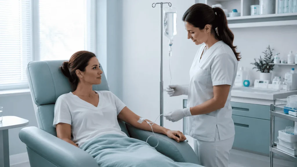 Suero multivitamínico intravenoso con aplicación profesional